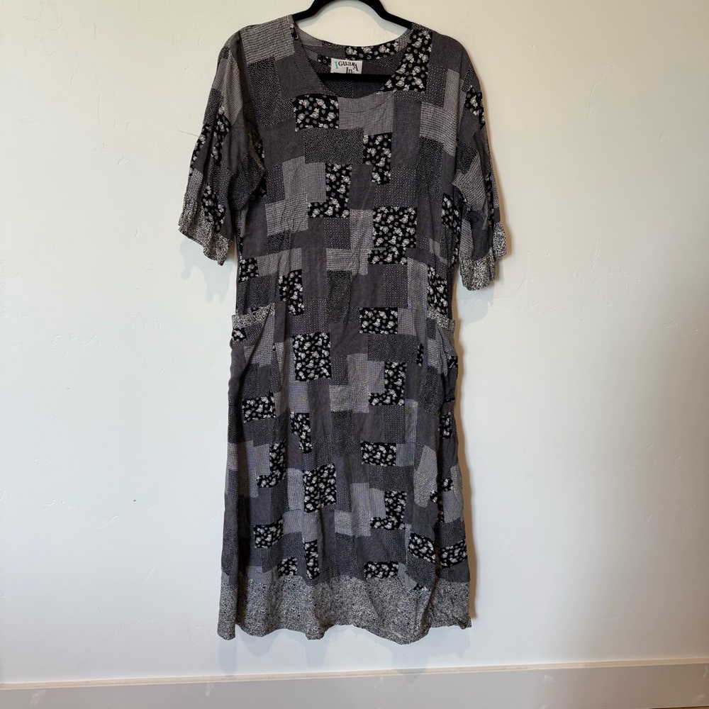 Lula Lauren Women's Gray Patchwork Maxi Dress - Relaxed Fit